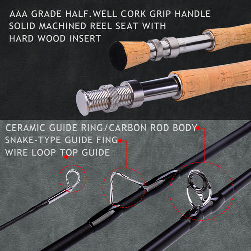 4 Section 9 Feet Fly Fishing Rod UltraLight Fly Fishing Rod :#3/4 #5/6 #7/8  Soft Cork Handle Rod Fishing Tackle